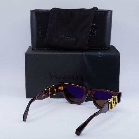 Valentino V-DUE VLS-103B Cat Eye Sunglasses - Bordeaux/Dark Brown main image 4